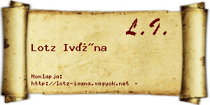 Lotz Ivána névjegykártya